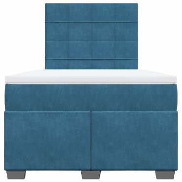 vidaXL Κρεβάτι Boxspring με Στρώμα Μπλε 120x200 εκ. Βελούδινο