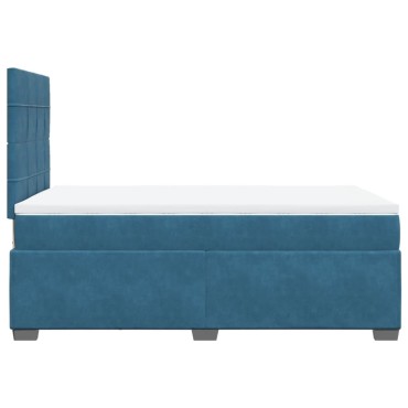 vidaXL Κρεβάτι Boxspring με Στρώμα Μπλε 120x200 εκ. Βελούδινο