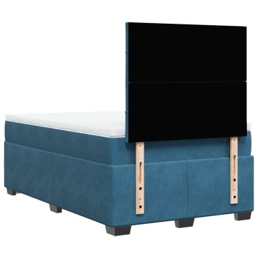 vidaXL Κρεβάτι Boxspring με Στρώμα Μπλε 120x200 εκ. Βελούδινο