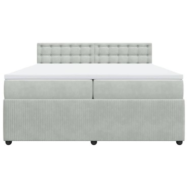 vidaXL Κρεβάτι Boxspring με Στρώμα Ανοιχτό Γκρι 200x200 εκ. Βελούδινο