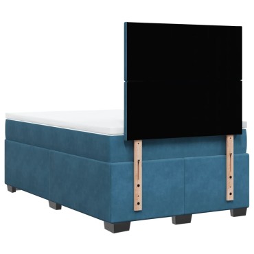 vidaXL Κρεβάτι Boxspring με Στρώμα Μπλε 120x200 εκ. Βελούδινο
