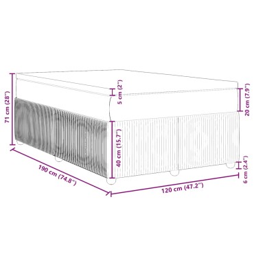 vidaXL Κρεβάτι Boxspring με Στρώμα Σκούρο Γκρι 120x190 εκ. Βελούδινο