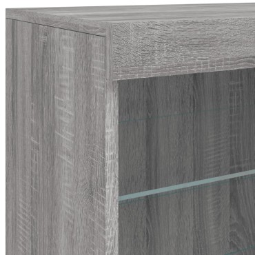 vidaXL Μπουφές με LED Γκρι Sonoma 142,5x37x67cm 1 τεμ.