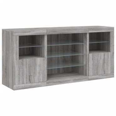 vidaXL Μπουφές με LED Γκρι Sonoma 142,5x37x67cm 1 τεμ.