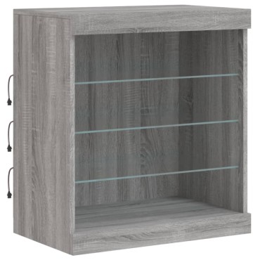 vidaXL Μπουφές με LED Γκρι Sonoma 142,5x37x67cm 1 τεμ.