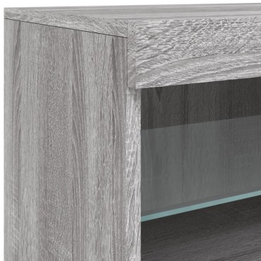 vidaXL Μπουφές με LED Γκρι Sonoma 142,5x37x67cm 1 τεμ.
