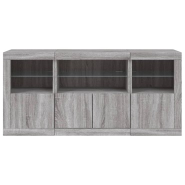 vidaXL Μπουφές με LED Γκρι Sonoma 142,5x37x67cm 1 τεμ.