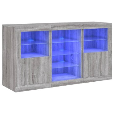 vidaXL Μπουφές με LED Γκρι Sonoma 123x37x67cm 1 τεμ.