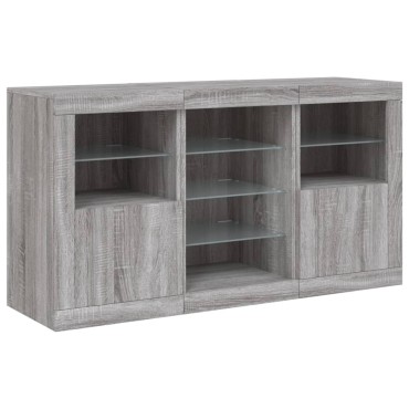 vidaXL Μπουφές με LED Γκρι Sonoma 123x37x67cm 1 τεμ.