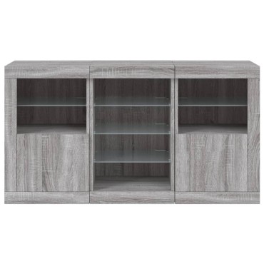 vidaXL Μπουφές με LED Γκρι Sonoma 123x37x67cm 1 τεμ.