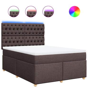 vidaXL Κρεβάτι Boxspring με Στρώμα Σκούρο Καφέ 160x200 εκ Υφασμάτινο