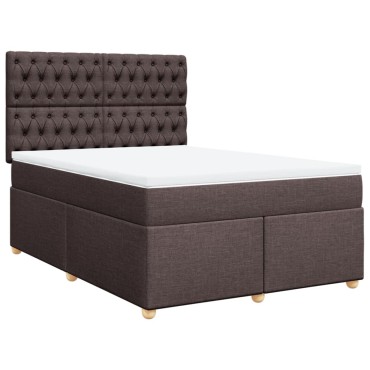 vidaXL Κρεβάτι Boxspring με Στρώμα Σκούρο Καφέ 160x200 εκ Υφασμάτινο