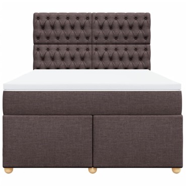 vidaXL Κρεβάτι Boxspring με Στρώμα Σκούρο Καφέ 160x200 εκ Υφασμάτινο