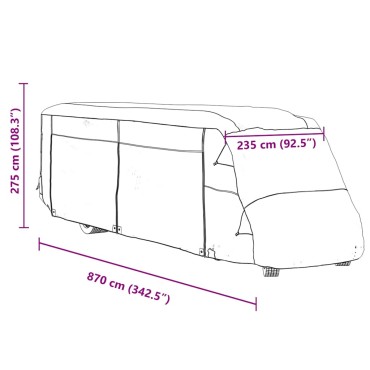 vidaXL Καλύμματα αυτοκινούμενων γκρι 870x235x275 cm μη υφασμένο ύφασμα