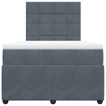 vidaXL Κρεβάτι Boxspring με Στρώμα Σκούρο Γκρι 120x190 εκ. Βελούδινο