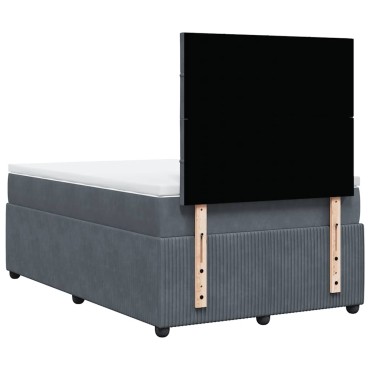 vidaXL Κρεβάτι Boxspring με Στρώμα Σκούρο Γκρι 120x190 εκ. Βελούδινο