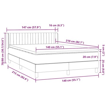 vidaXL Κρεβάτι Boxspring με Στρώμα Σκούρο Πράσινο 140x210εκ. Βελούδινο