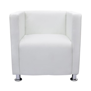 vidaXL Πολυθρόνα Cube Λευκή από Συνθετικό Δέρμα 69x56x71cm 1 τεμ.