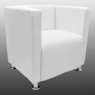 vidaXL Πολυθρόνα Cube Λευκή από Συνθετικό Δέρμα 69x56x71cm 1 τεμ.