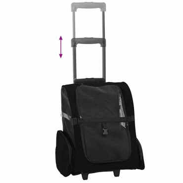 vidaXL Καρότσι Κατοικίδιων 3 σε 1 Μαύρο Ύφασμα Oxford 48x32x(57-106) εκ.