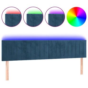 vidaXL Κεφαλάρι Κρεβατιού LED Σκούρο Μπλε 160x5x78/88cm Βελούδινο 1 τεμ.
