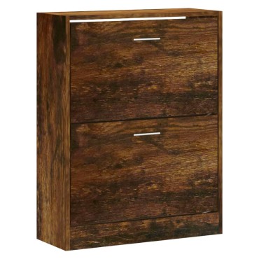 vidaXL Παπουτσοθήκη Καπνιστή Δρυς 63x24x81cm από Επεξεργασμένο Ξύλο