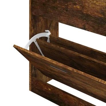 vidaXL Παπουτσοθήκη Καπνιστή Δρυς 63x24x81cm από Επεξεργασμένο Ξύλο