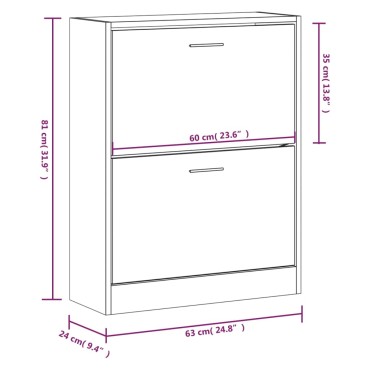 vidaXL Παπουτσοθήκη Καπνιστή Δρυς 63x24x81cm από Επεξεργασμένο Ξύλο