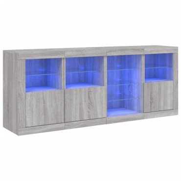 vidaXL Μπουφές με LED Γκρι Sonoma 164x37x67cm 1 τεμ.