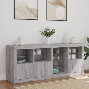 vidaXL Μπουφές με LED Γκρι Sonoma 164x37x67cm 1 τεμ.