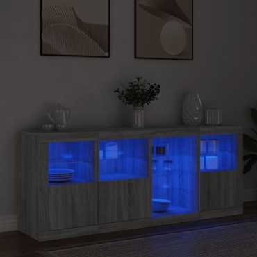 vidaXL Μπουφές με LED Γκρι Sonoma 164x37x67cm 1 τεμ.
