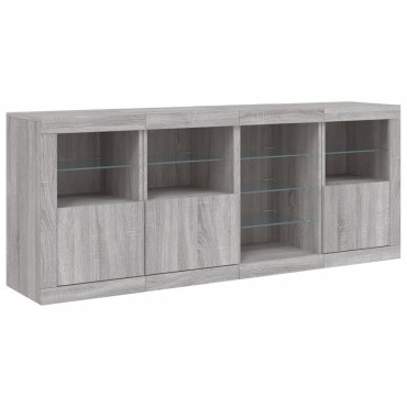 vidaXL Μπουφές με LED Γκρι Sonoma 164x37x67cm 1 τεμ.