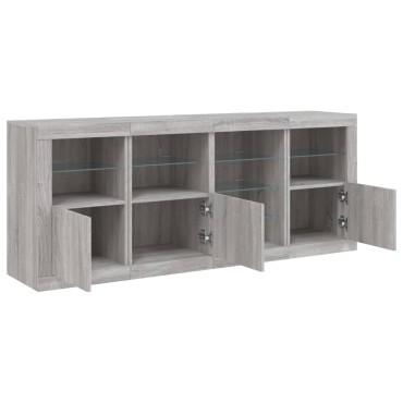 vidaXL Μπουφές με LED Γκρι Sonoma 164x37x67cm 1 τεμ.