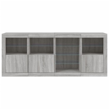 vidaXL Μπουφές με LED Γκρι Sonoma 164x37x67cm 1 τεμ.
