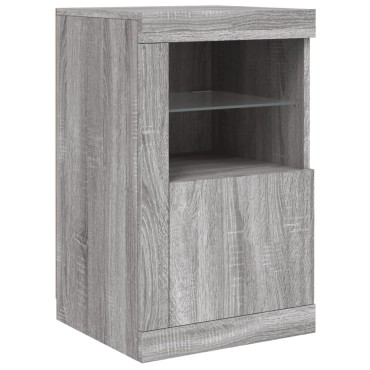 vidaXL Μπουφές με LED Γκρι Sonoma 164x37x67cm 1 τεμ.