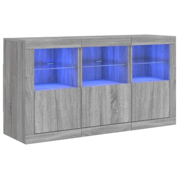 vidaXL Μπουφές με LED Γκρι Sonoma 123x37x67cm 1 τεμ.