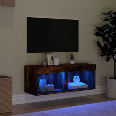 vidaXL Έπιπλο Τηλεόρασης με LED Καπνιστή Δρυς 80x30x30cm
