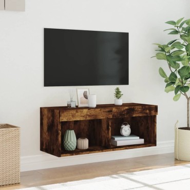 vidaXL Έπιπλο Τηλεόρασης με LED Καπνιστή Δρυς 80x30x30cm