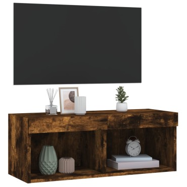 vidaXL Έπιπλο Τηλεόρασης με LED Καπνιστή Δρυς 80x30x30cm