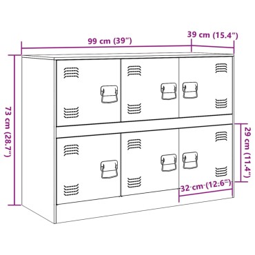 vidaXL Μπουφές Ανθρακί 99x39x73cm από Ατσάλι 1 τεμ.