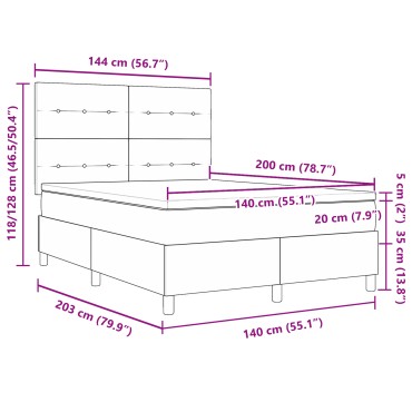 Βελούδινο Κρεβάτι Box Spring με Στρώμα Σκούρο Μπλε 140x200 εκ