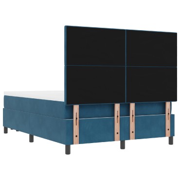 vidaXL Κρεβάτι με Στρώμα & Πάγκο Σκούρο Μπλε 140x200 εκ. Βελούδο