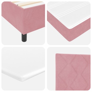vidaXL Κρεβάτι με Ελατήριο και Στρώμα Ροζ 140x200 cm Βελουτέ