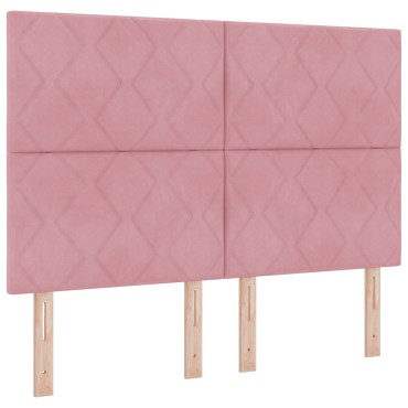vidaXL Κρεβάτι με Ελατήριο και Στρώμα Ροζ 140x200 cm Βελουτέ