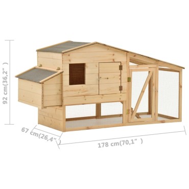 vidaXL Κοτέτσι 178 x 67 x 92 εκ. από Μασίφ Ξύλο Πεύκου