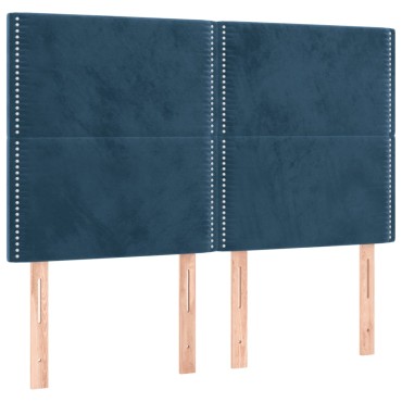 vidaXL Κρεβάτι Boxspring με Στρώμα Σκούρο Μπλε 140x200 εκ. Βελούδινο