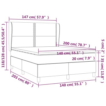 vidaXL Κρεβάτι Boxspring με Στρώμα Σκούρο Μπλε 140x200 εκ. Βελούδινο