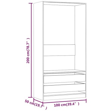 vidaXL Ντουλάπα Καπνιστή Δρυς 100x50x200cm από Επεξεργασμένο Ξύλο 1 τεμ.