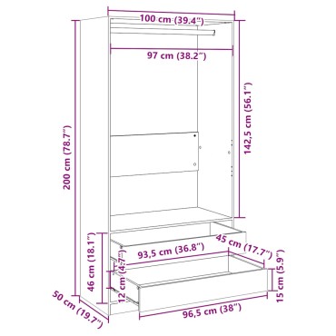 vidaXL Ντουλάπα Καπνιστή Δρυς 100x50x200cm από Επεξεργασμένο Ξύλο 1 τεμ.