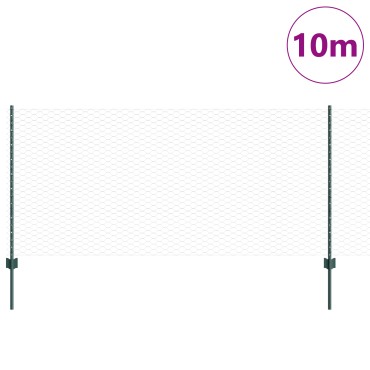 Στύλοι φράχτη vidaXL 5 τεμ U-Channel Πράσινοι 100cm Χάλυβας, Φράχτης Hexagon vidaXL Πράσινος 1x10 μ Χάλυβας